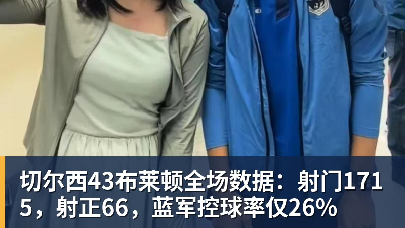 切尔西43布莱顿全场数据：射门1715，射正66，蓝军控球率仅26%